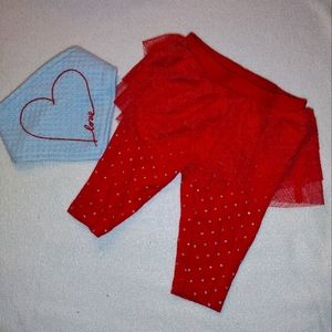 Red Carter's tutu leggings. Size 3 months with matching bib.